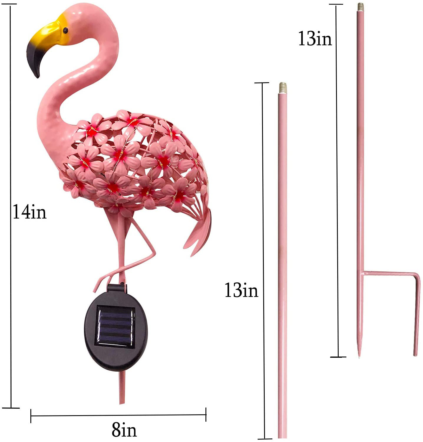 Lasmuigh faoi stiúir Miotal Flamingo Uiscedhíonach, Soilse Geallta Gréine (ESG17906)